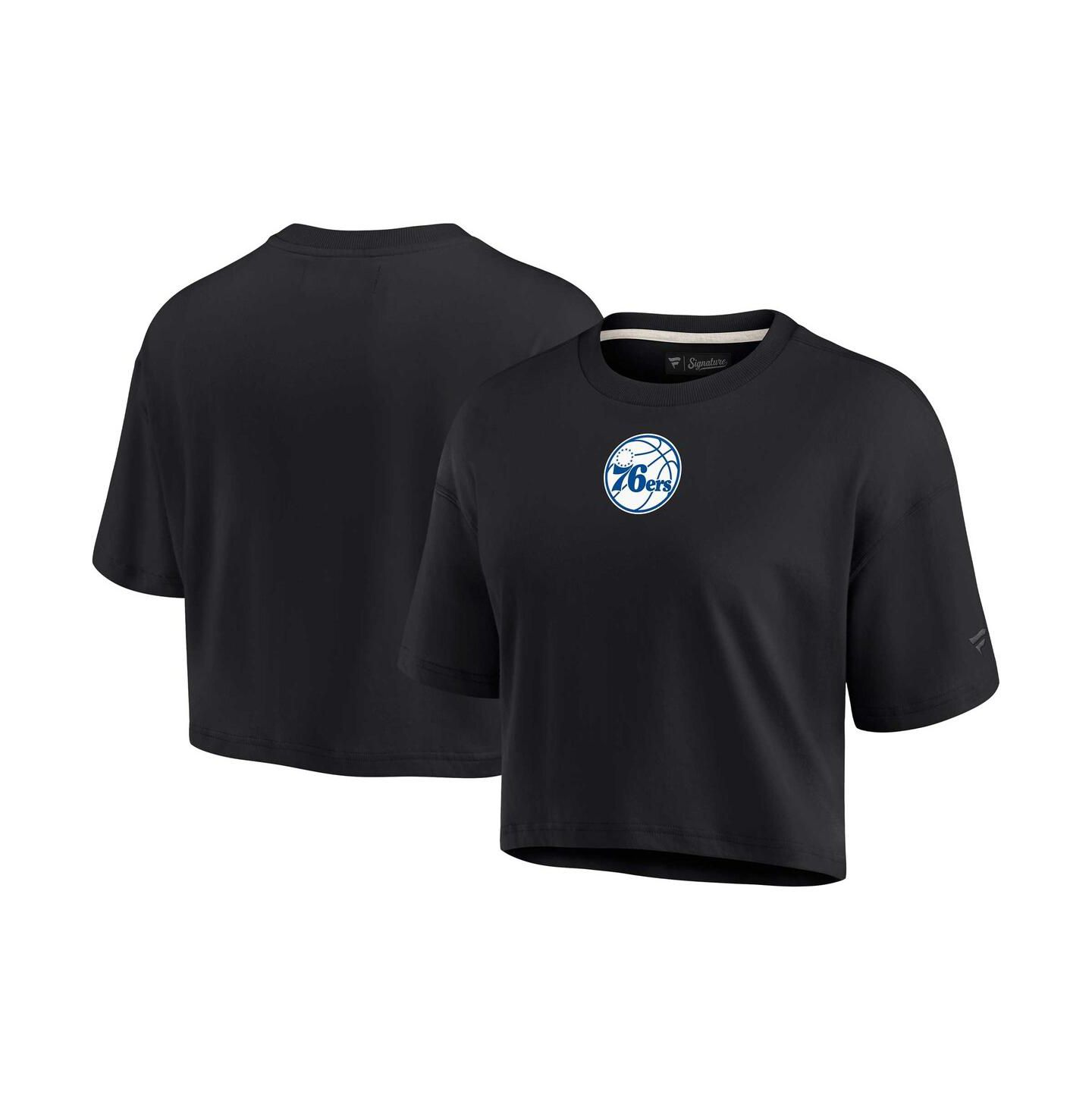 Женская футболка Fanatics Signature Black Philadelphia 76ers Super Soft Boxy Cropped — фото 1
