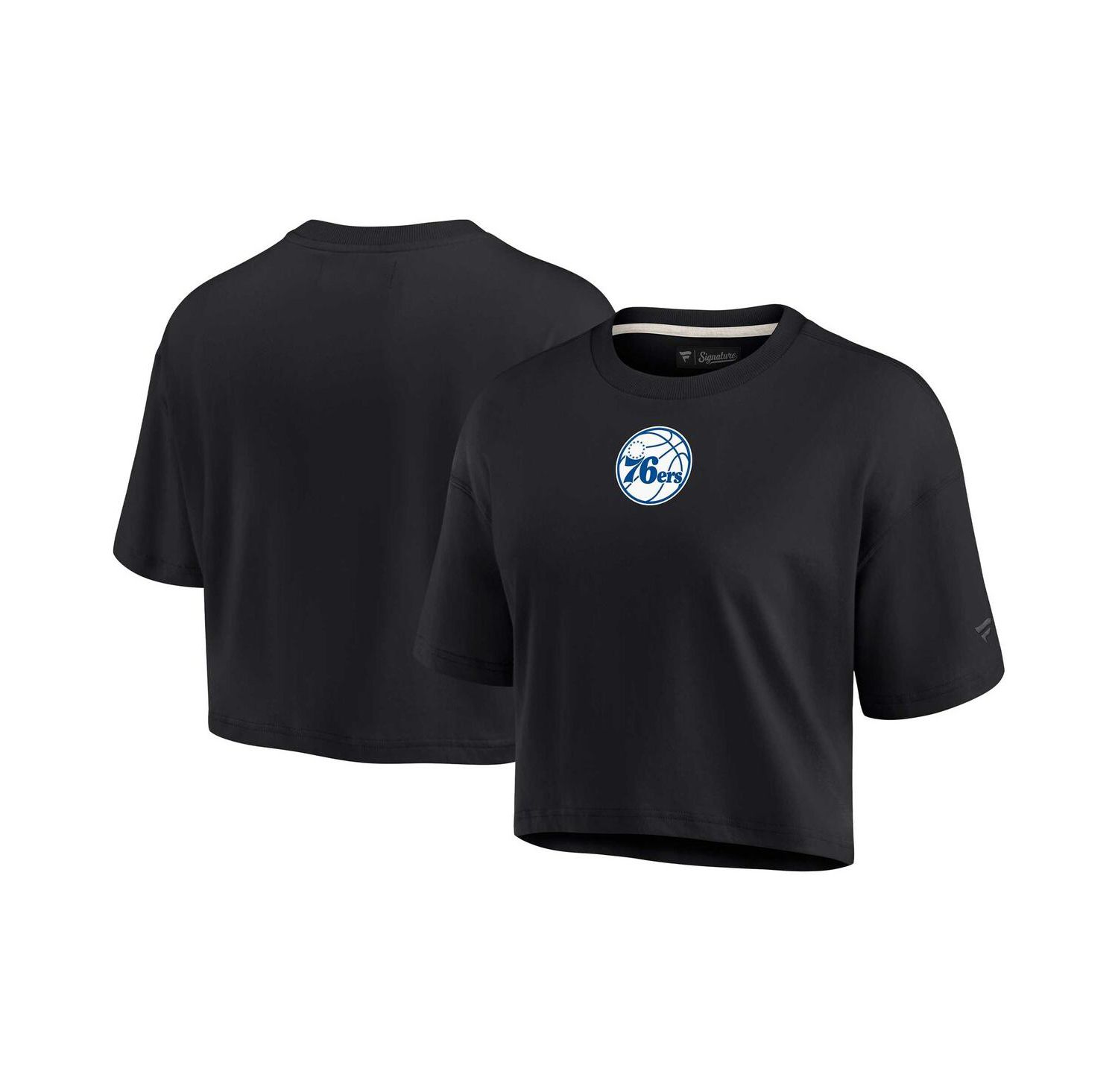 Women's Black Philadelphia 76ers Super Soft Boxy Cropped T-shirt
