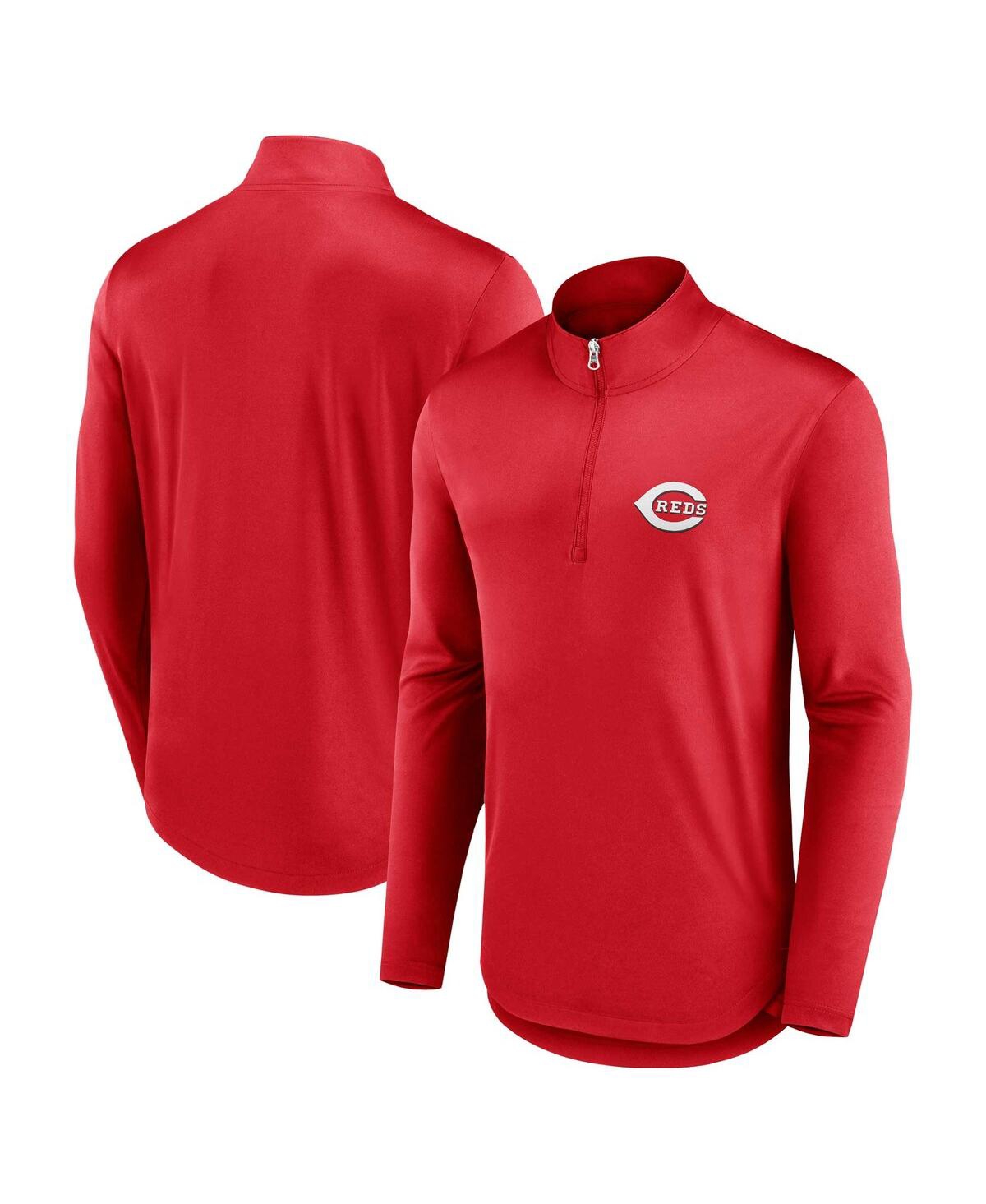 Fanatics Branded Red Cincinnati Reds Quarterback Quarter-zip Top In Red