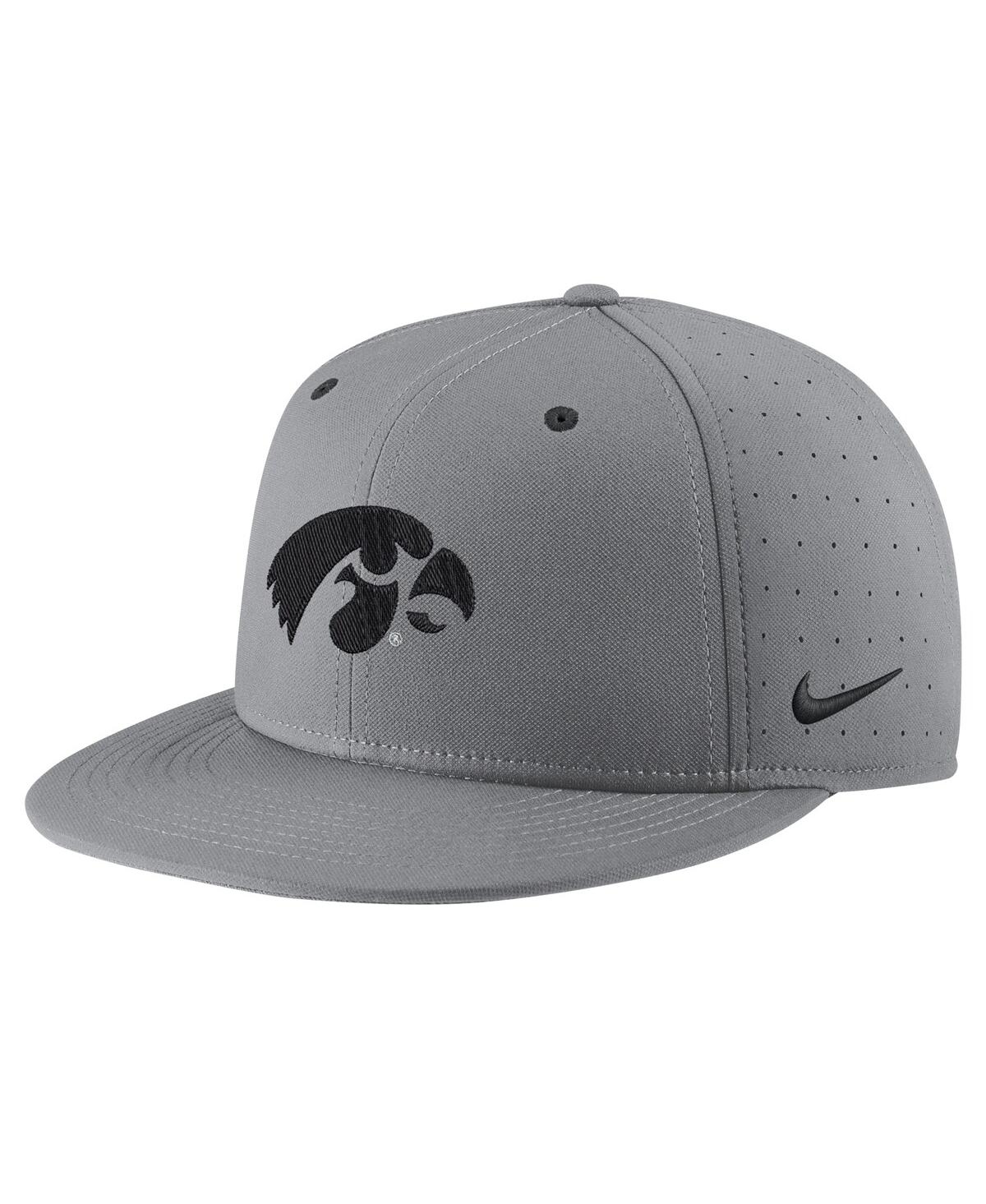 Shop Nike Men's  Gray Iowa Hawkeyes Usa Side Patch True Aerobill Performance Fitted Hat