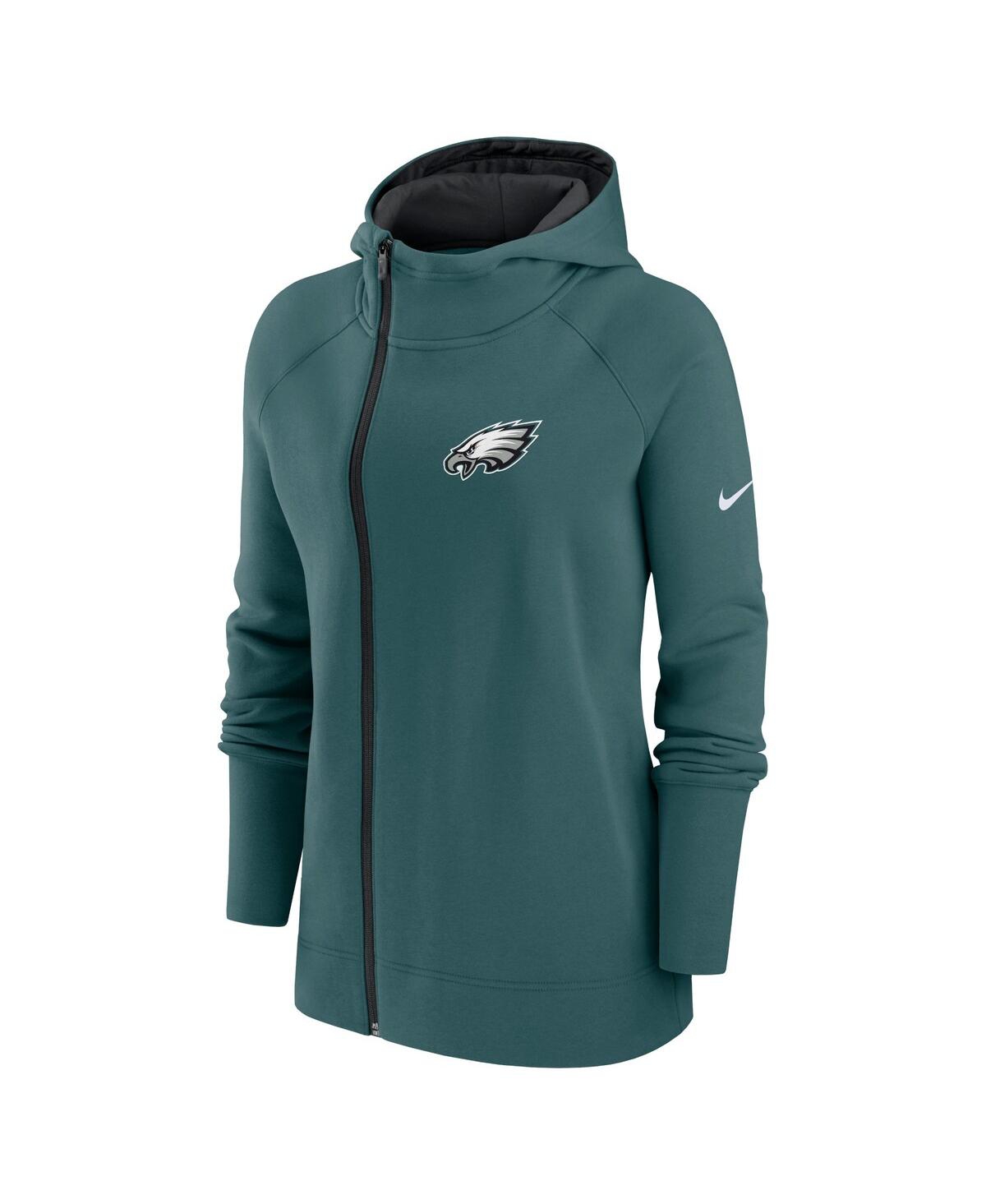 Shop Nike Women's  Midnight Green Philadelphia Eagles Asymmetrical Raglan Full-zip Hoodie
