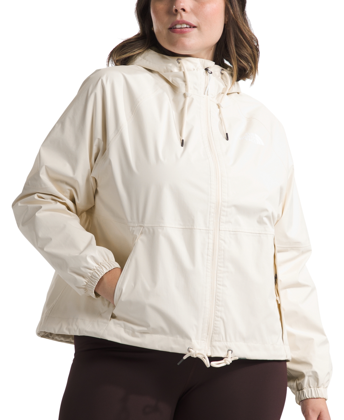Shop The North Face Plus Size Antora Hoodie Rain Jacket In White Dune