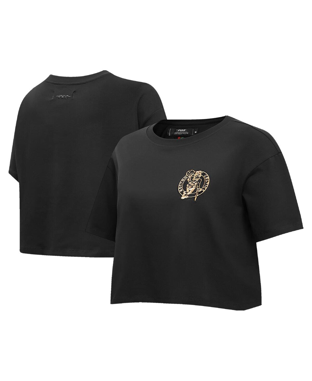 Shop Pro Standard Women's  Black Boston Celtics Holiday Glam Boxy T-shirt