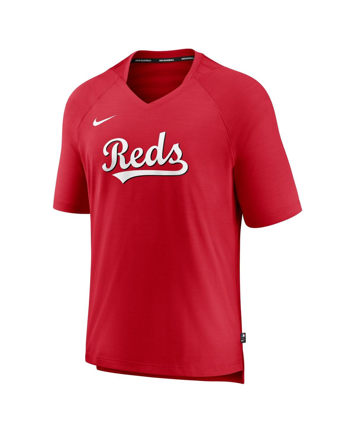 Nike Men's  Red Cincinnati Reds Authentic Collection Pregame Raglan Performance V-neck T-shirt In Red