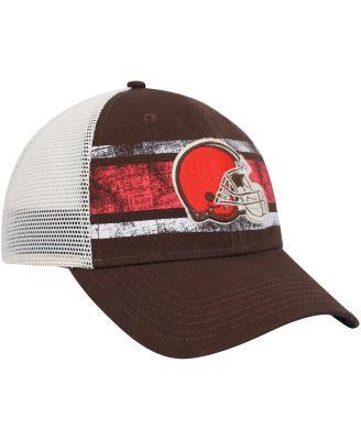 Men's Brown, White Distressed Cleveland Browns Interlude MVP Trucker Snapback Hat