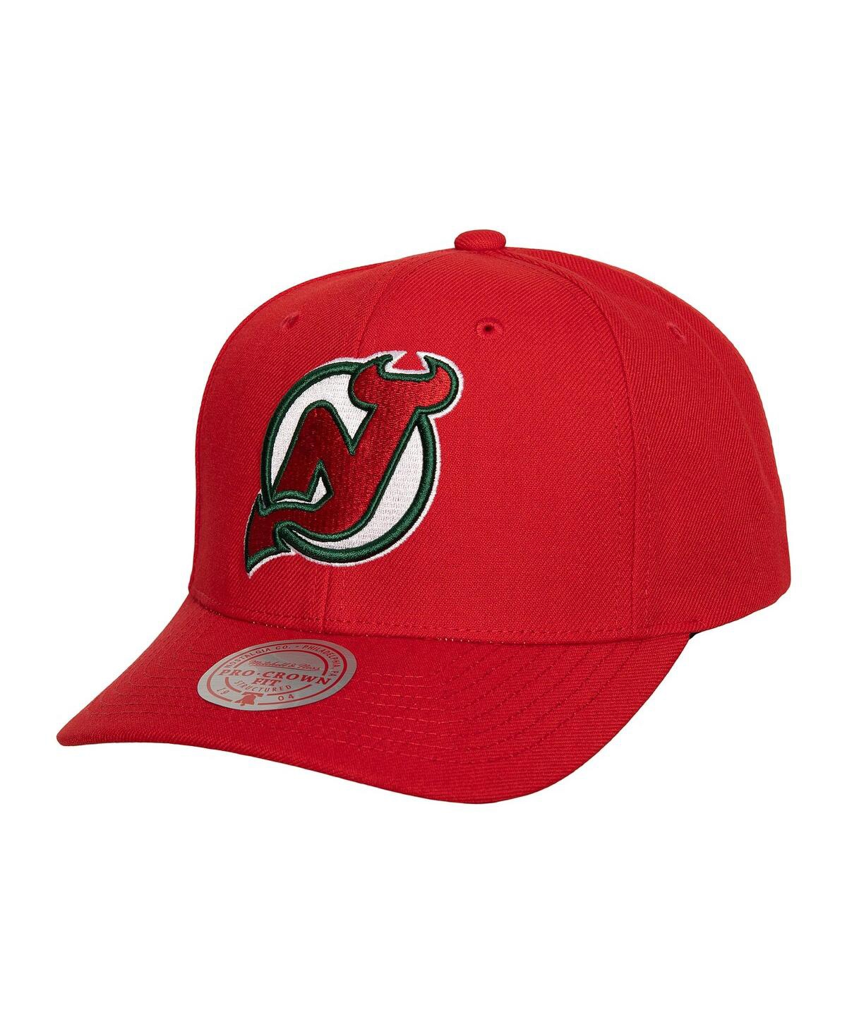 Mitchell & Ness Men's  Red New Jersey Devils Team Ground Pro Adjustable Hat