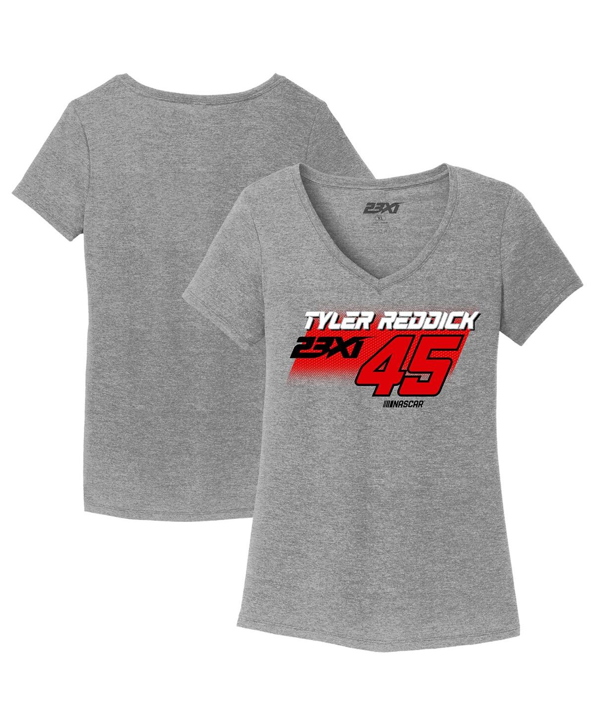 Women's 23XI Racing Gray Tyler Reddick Tri-Blend V-Neck T-shirt - Gray