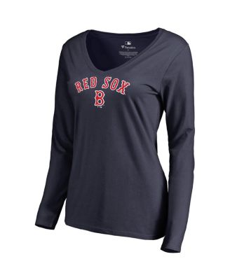 Women's Navy Boston Red Sox Cooperstown Collection Wahconah Long Sleeve V-Neck T-shirt