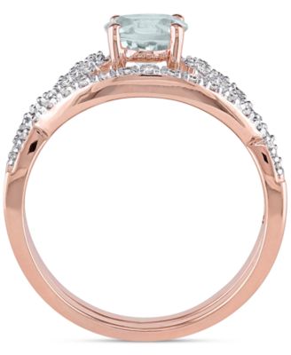 Aquamarine (5/8 ct. t.w.) & Diamond (1/6 ct. t.w.) Infinity Bridal Set in 10k Rose Gold