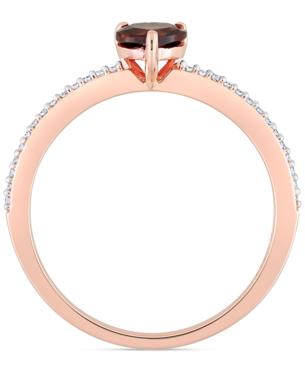 (1/2 ct. t.w.) & Diamond (1/10 ct. t.w.) Heart Promise Ring in 10k Rose Gold - Garnet