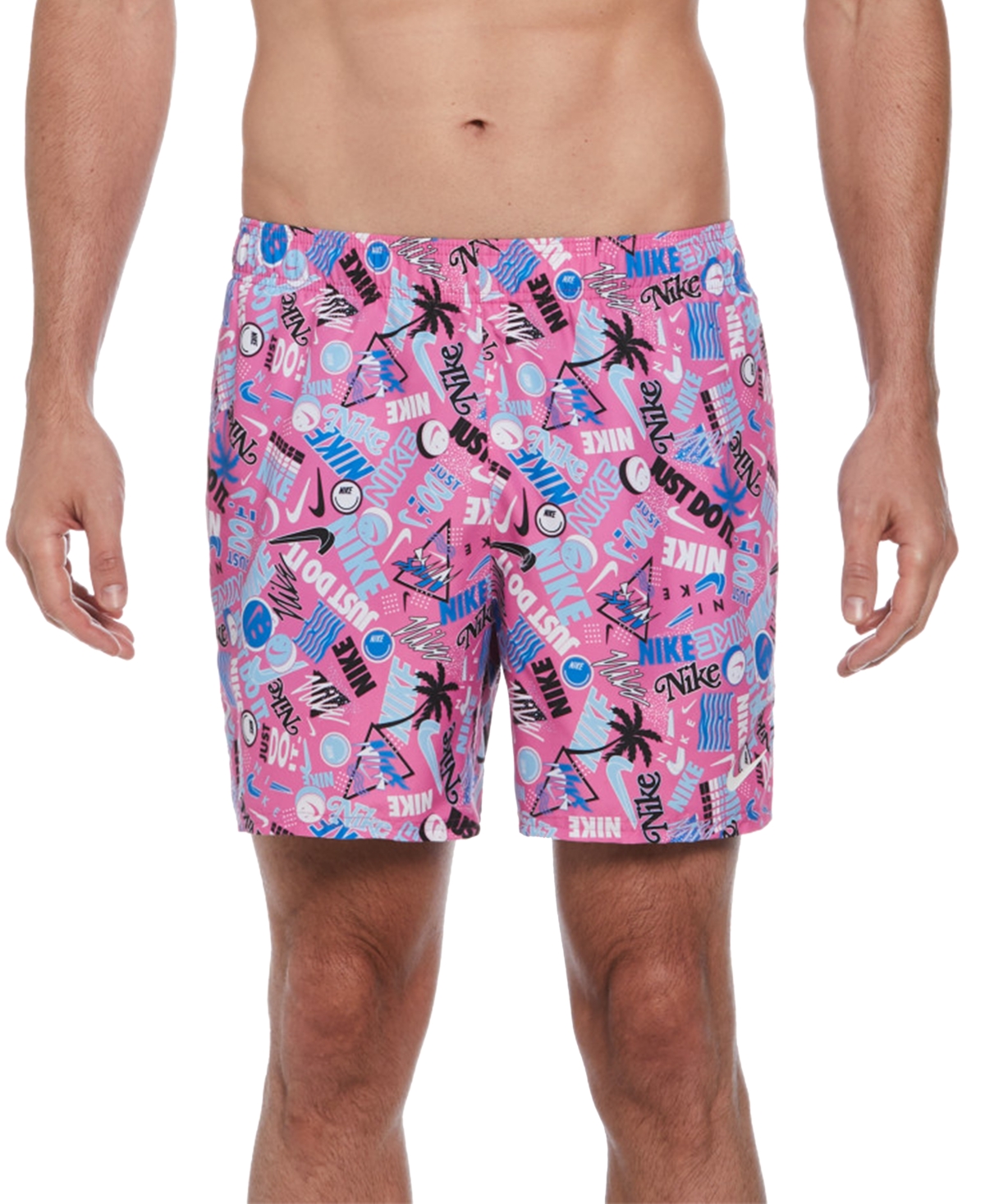 Shop Nike Men's Happy Daze 5" Volley Swim Trunks In Playful Pink