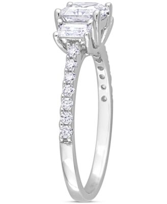 Moissanite (1-1/3 ct. t.w.) Three Stone Ring in Sterling Silver