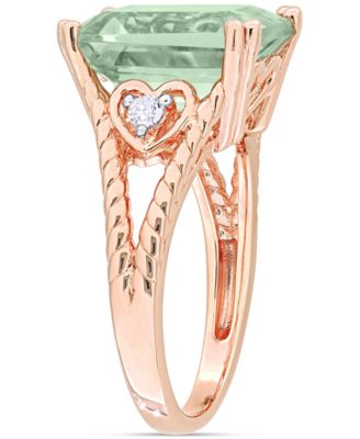 Green Quartz (5-1/2 ct. t.w.) & White Topaz (1/20 ct. t.w.) Statement Ring in 18k Rose Gold-Flash Sterling Silver