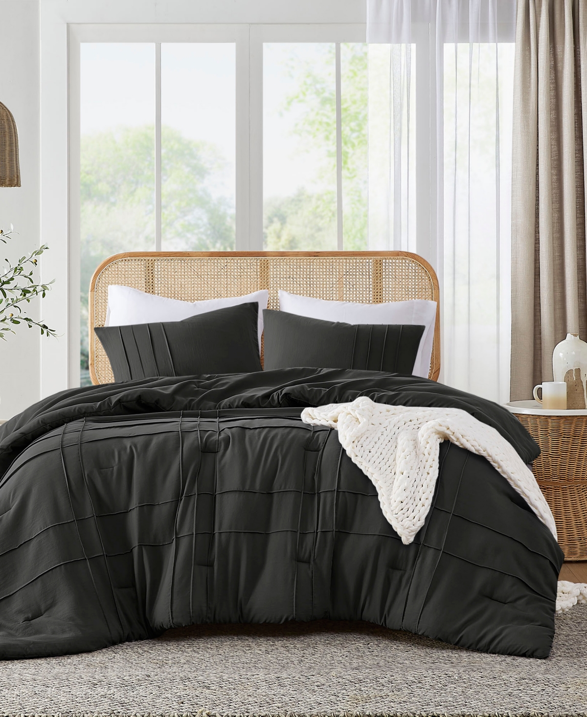 510 Design Porter Washed Pleated 2-pc. Comforter Set, Twin/twin Xl In Black