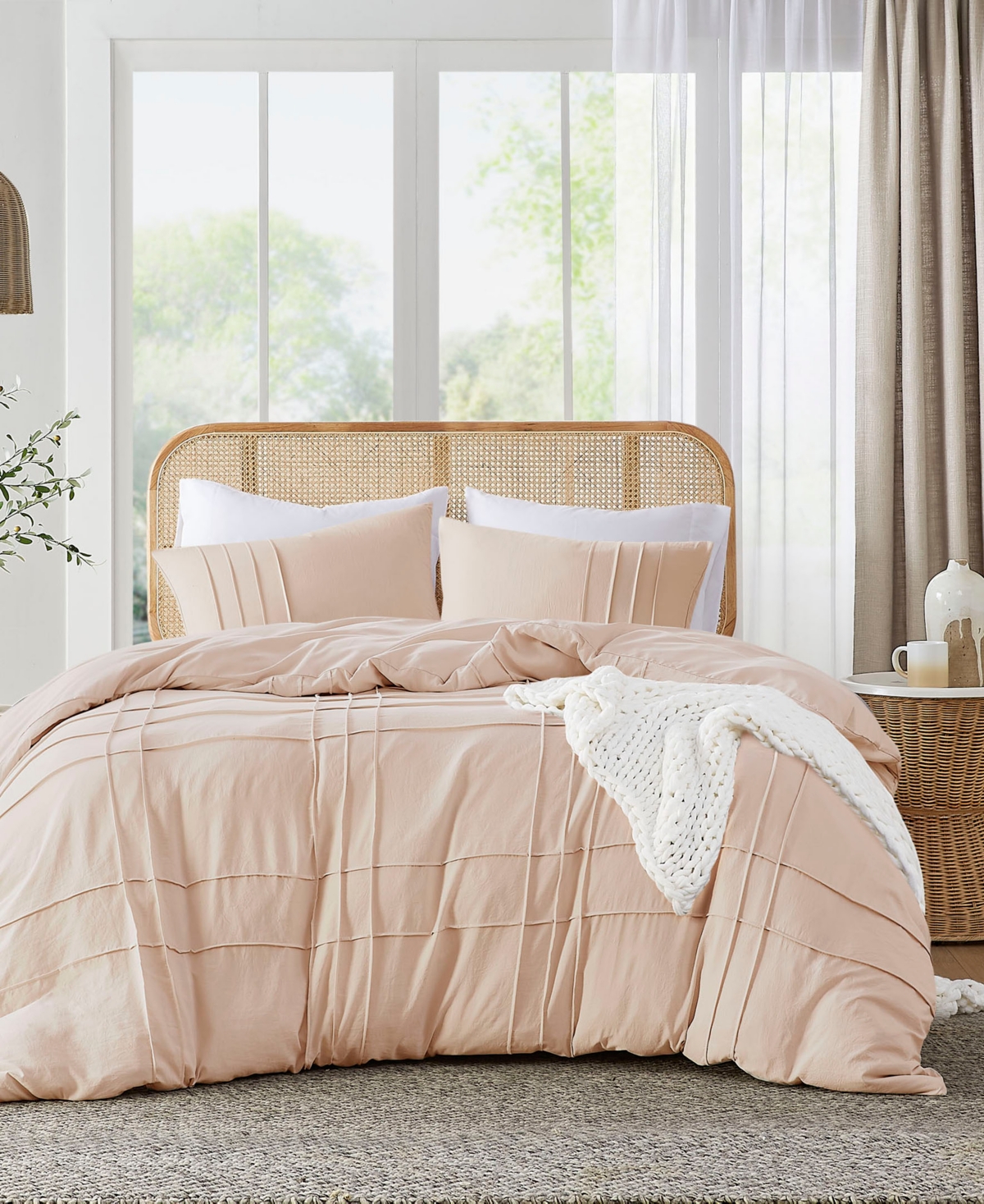 510 Design Porter Washed Pleated 3-pc. Comforter Set, Full/queen In Blush