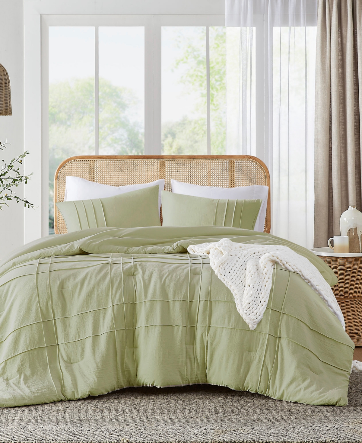 510 Design Porter Washed Pleated 3-pc. Comforter Set, Full/queen In Sage