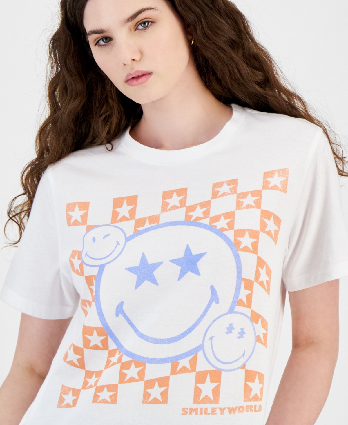 Shop Grayson Threads, The Label Juniors' Smiley Graphic T-shirt In White