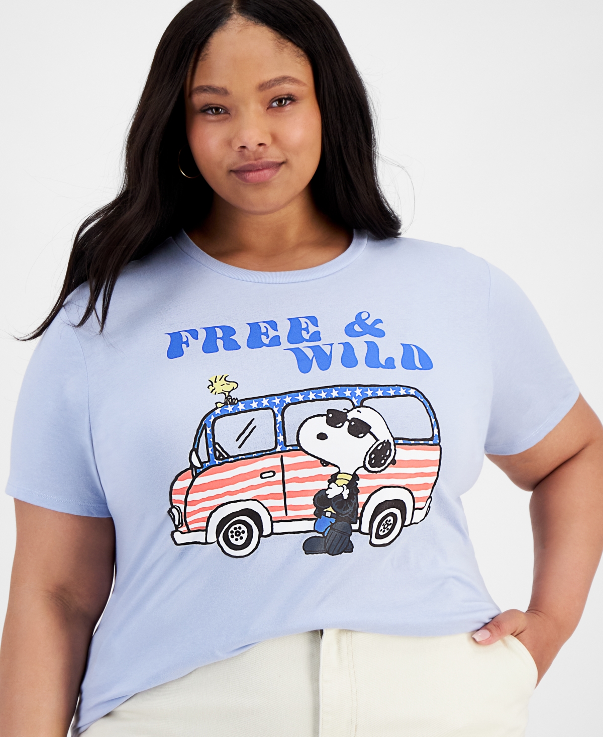 Love Tribe Trendy Plus Size Free And Wild Graphic T-Shirt