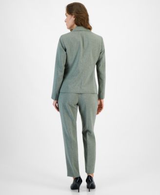 Pinstripe One-Button Jacket & Slim-Fit Pantsuit, Petite & Regular 