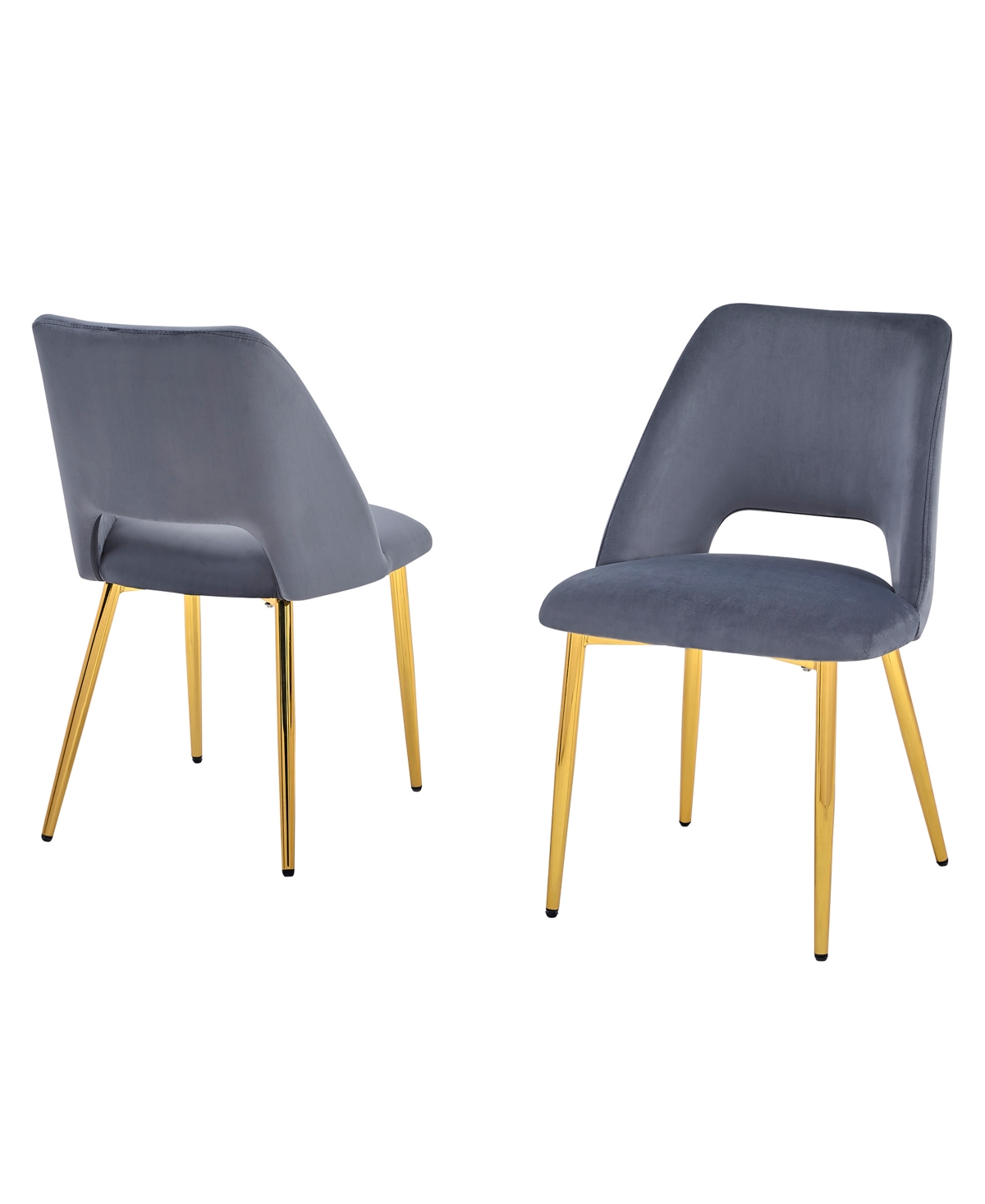 Best Quality Furniture 23" L X 20" W X 32" H Velvet Upholstered Side Chairs With Gold-tone Chrome Legs, Set Of 2