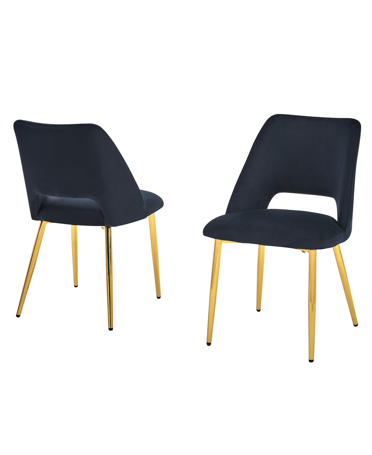 Best Quality Furniture 23" L X 20" W X 32" H Velvet Upholstered Side Chairs With Gold-tone Chrome Legs, Set Of 2
