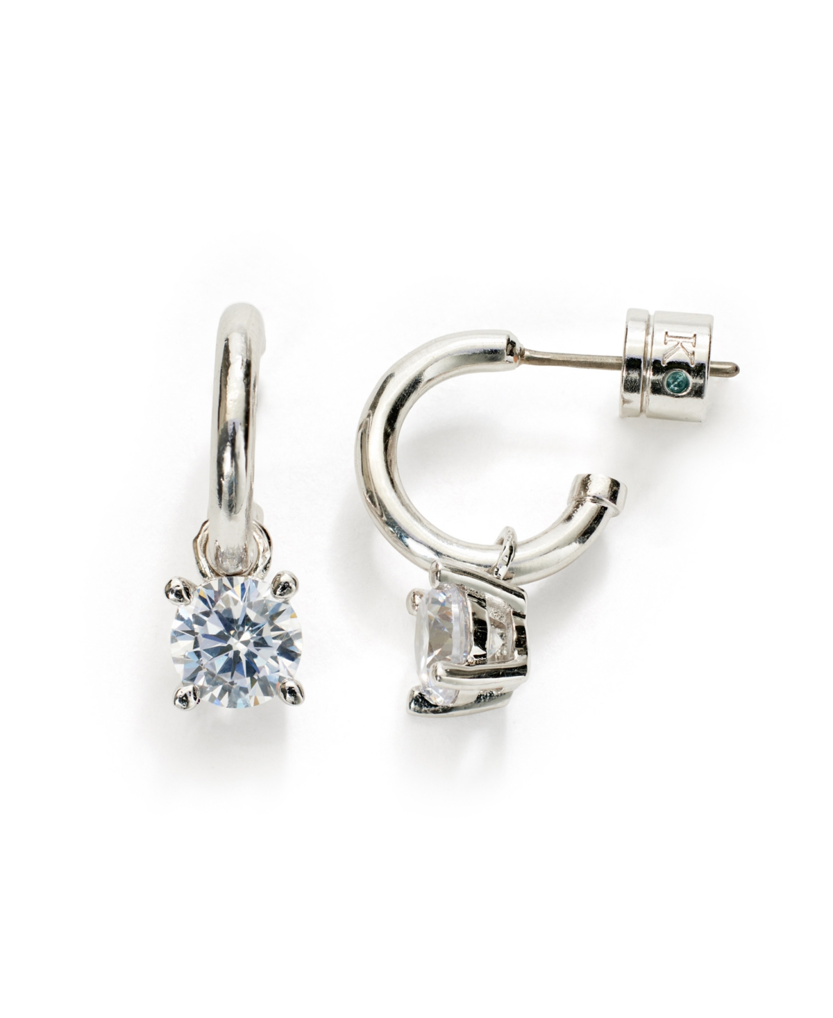 Shop Kleinfeld Cubic Zirconia Dangling Hoop Earrings In Crystal,rhodium