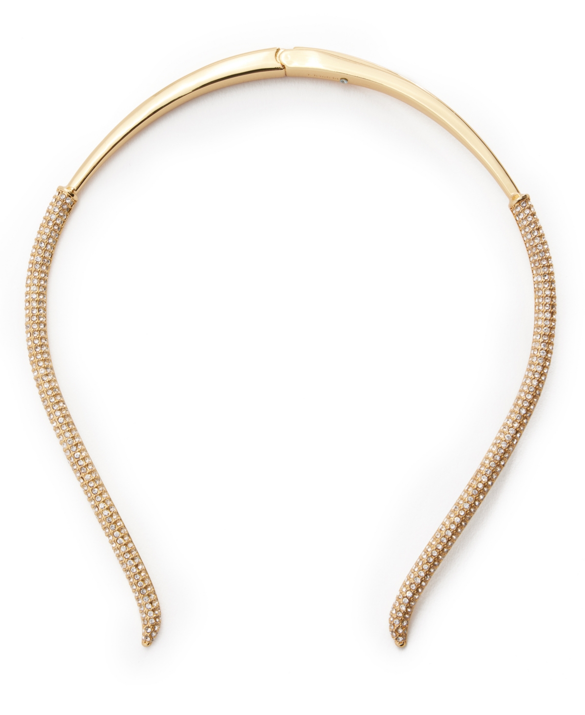 Faux Stone Pave Hinged Collar Necklace - Crystal, Gold