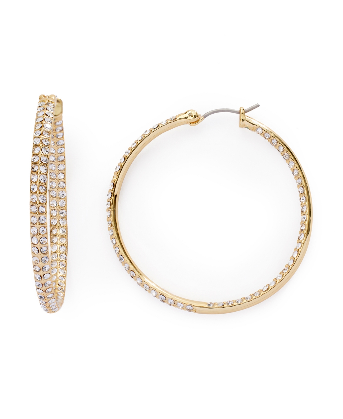 Shop Kleinfeld Faux Stone Pave Hoop Earrings In Crystal,gold