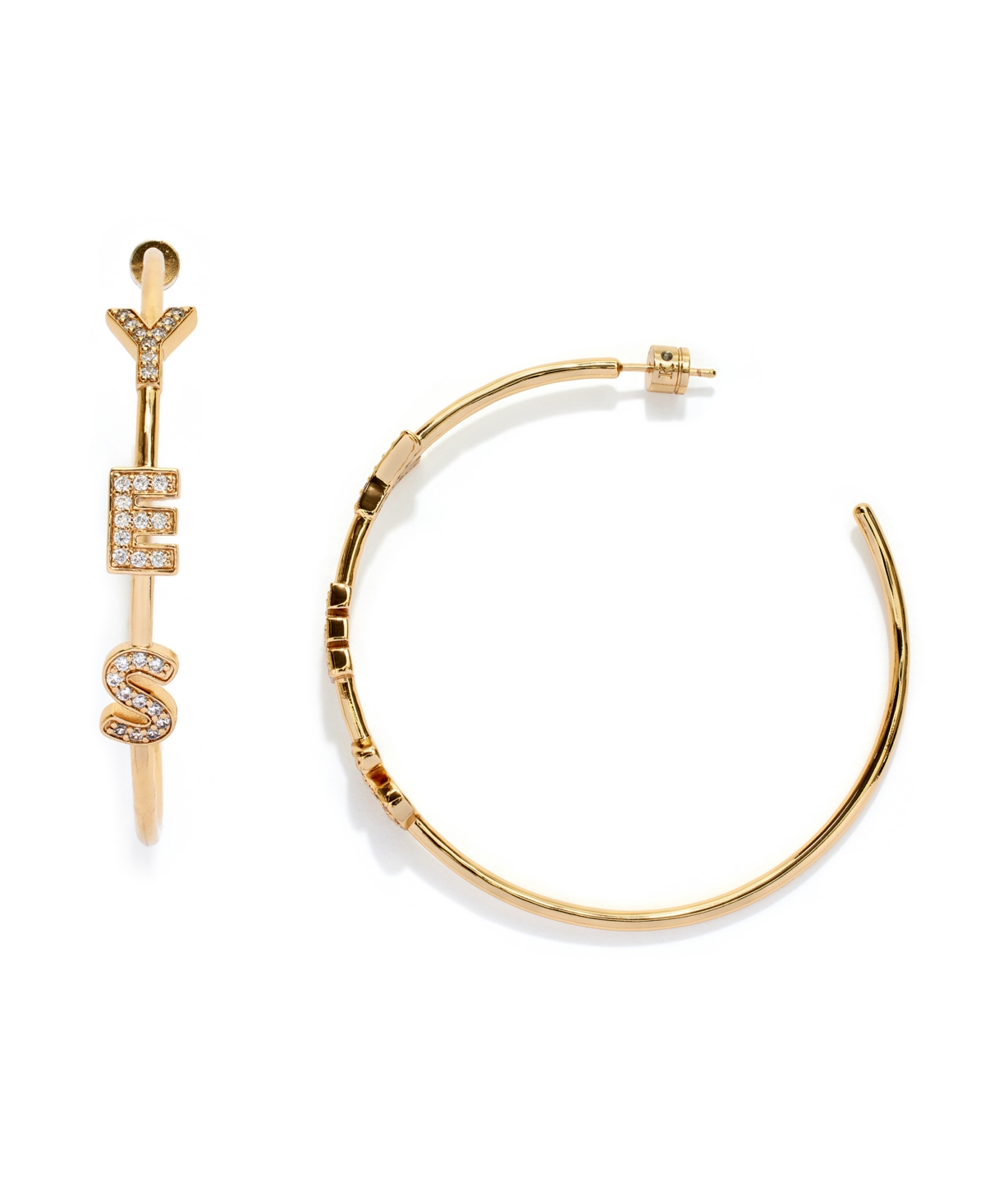 Kleinfeld Cubic Zirconia Pave Yes Hoop Earrings In Crystal,gold