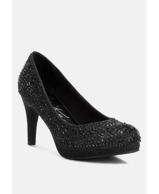 Womens Jolly Exquisite Rhinestone-Embellished Stiletto Pumps