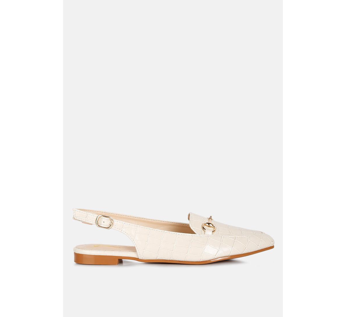 London Rag Trempe Croc Slingback Flat Sandals In Taupe