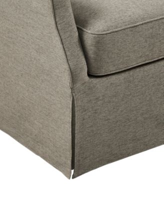 London 28"W Upholstered Skirted Swivel Armchair with Lumbar Pillow