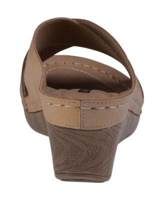 Women's Hayden Perforated Contrast Cross Strap Wedge Sandals