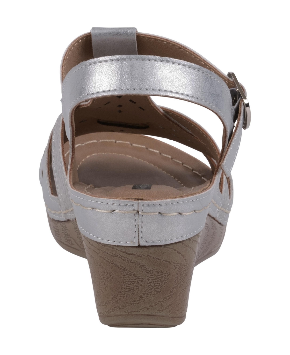 Gc Shoes Women's Darry Perforated T-Strap Slingback Wedge Sandals