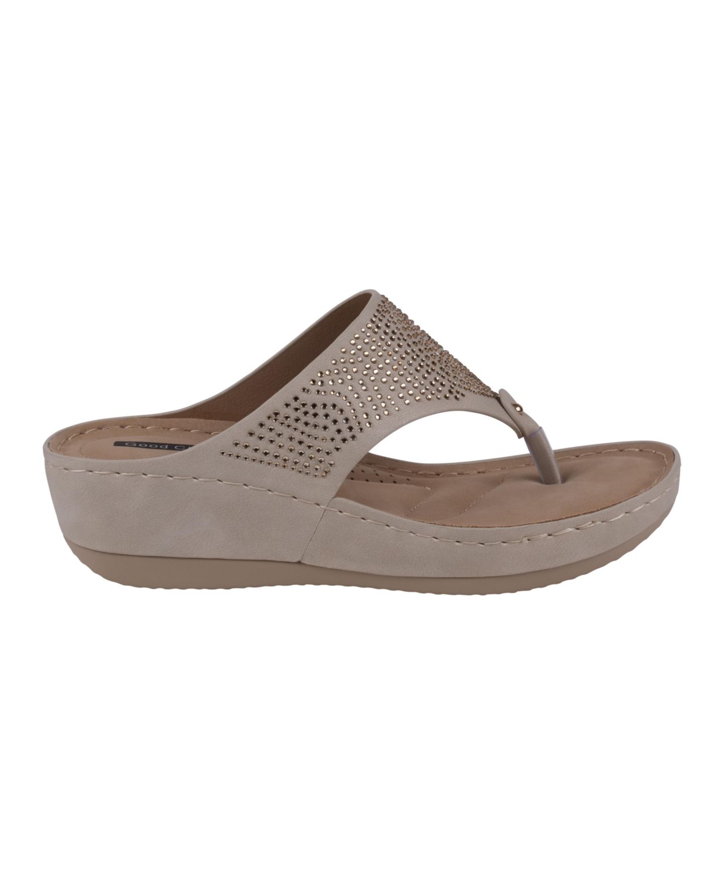 Женские сандалии GC Shoes Wagner Embellished Thong Wedge, цвет: Молочный белый — фото 2