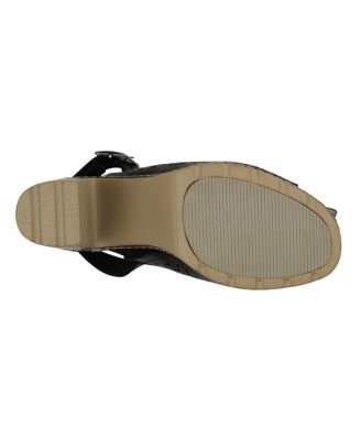 Women's Olivia Perforated Slingback Wooden Platform Heeled Sandals