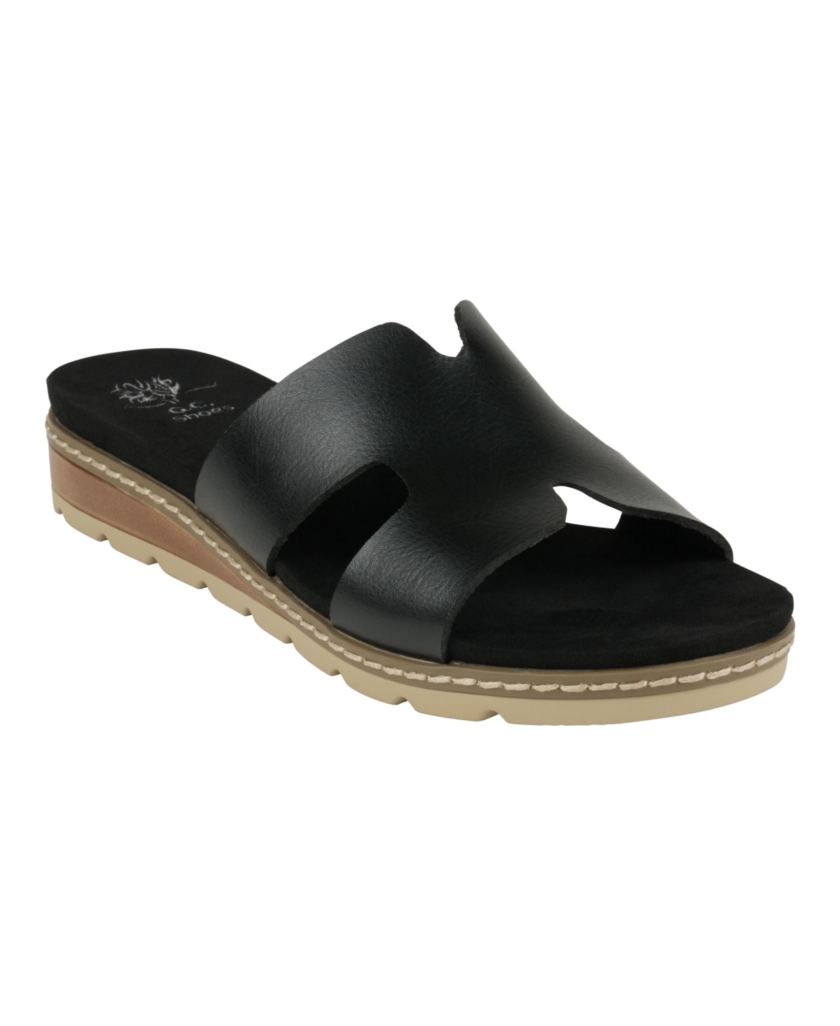 Gc Shoes Women's Nellie Cut Out Slide Flat Sandals In Black