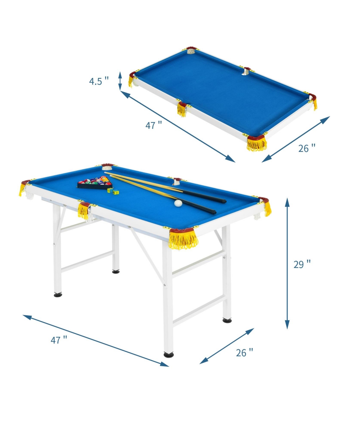 Sugift 47 Inch Folding Billiard Table with Cues and Brush Chalk