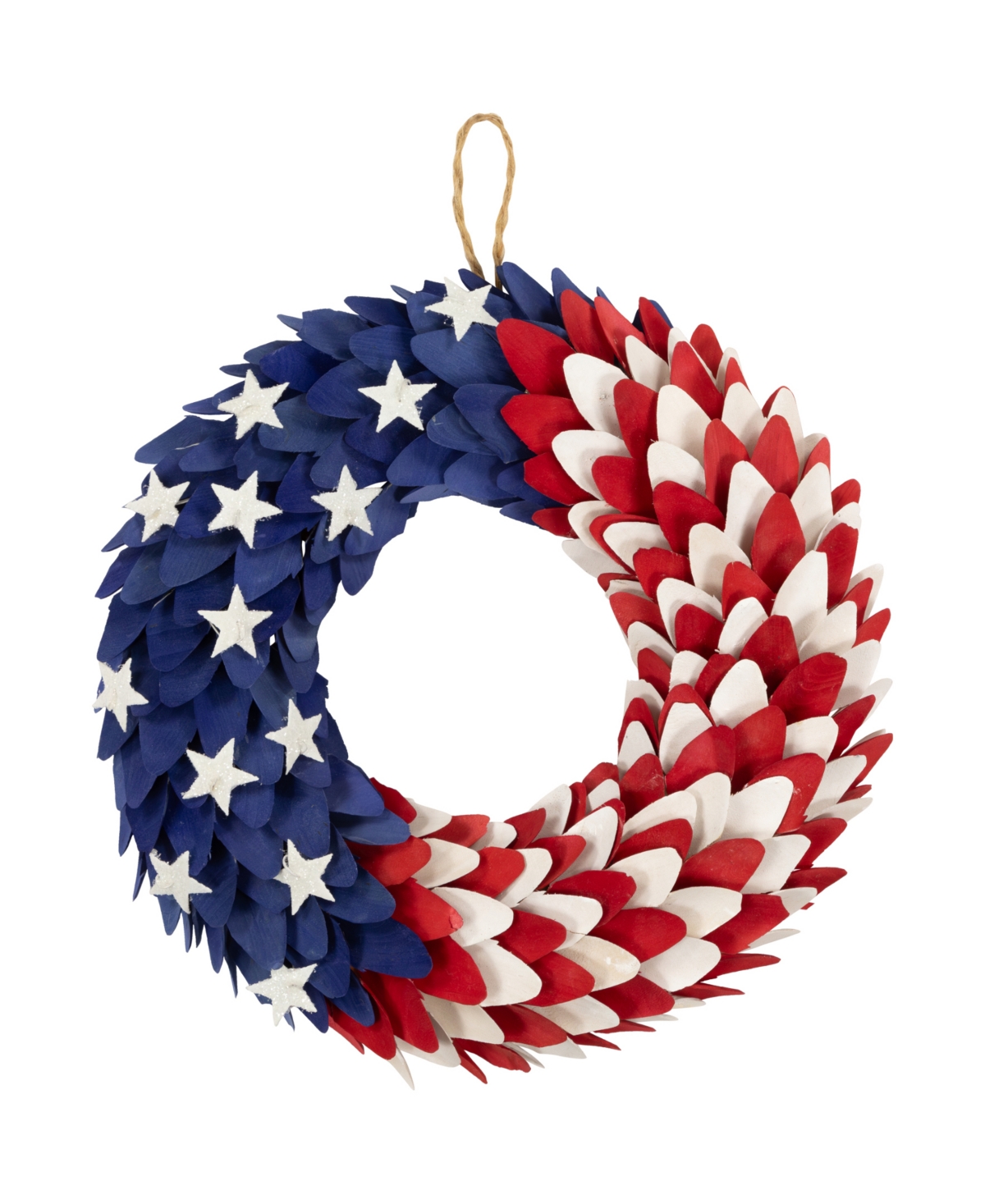 Northlight Petals And Stars Wooden Americana Wreath, 15" In Blue