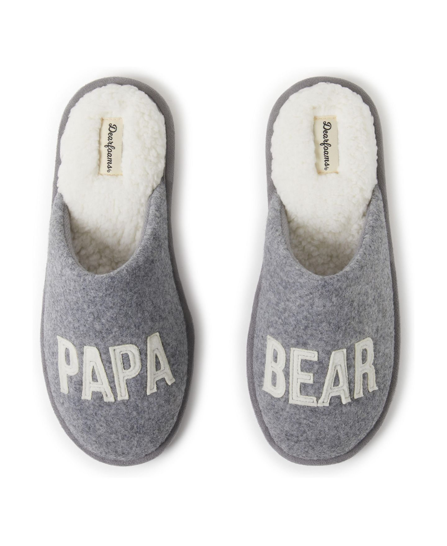 Мужские тапочки Dearfoams Carson Papa Bear Dad Scuff Slipper, цвет: Светлый меланжевый серый — фото 1