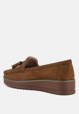Womens Daiki Platform Lug Sole Tassel Loafers
