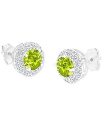 Amethyst (1-1/2 ct. t.w.) & Lab-Grown White Sapphire (1/2 ct. t.w.) Halo Birthstone Stud Earrings in Sterling Silver (Also in Additional Birthstones)