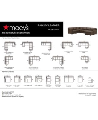Radley 101" 5-Pc. Leather Square Corner L Shape Modular Sectional, Created for Macy's