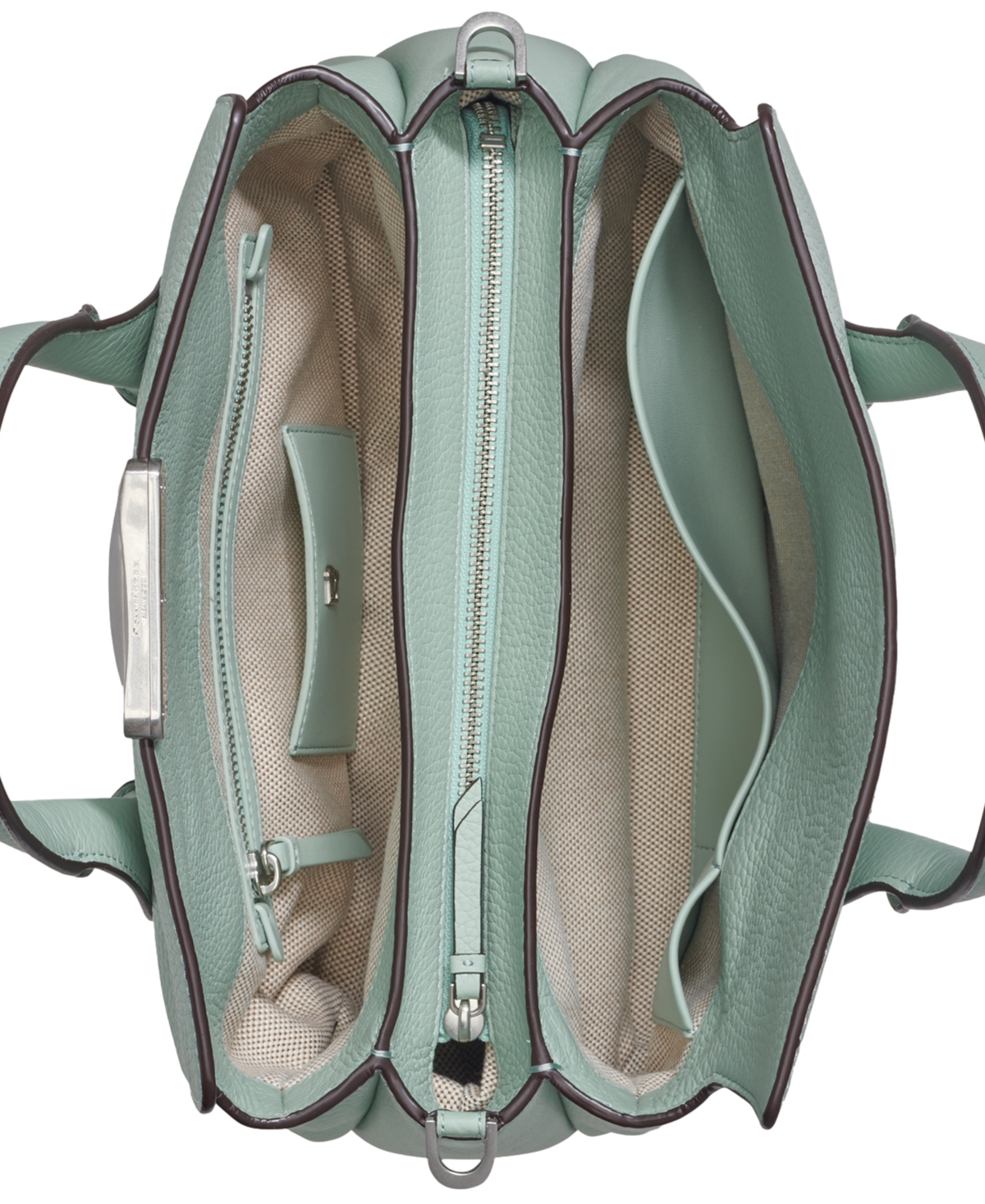 Shop Donna Karan Amagansett Soft-rolled Leather Satchel With Sculpted Magnet Closure In Pale Jade