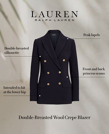 Lauren Ralph Lauren Women's Double-Breasted Wool Crepe Blazer - Macy's
