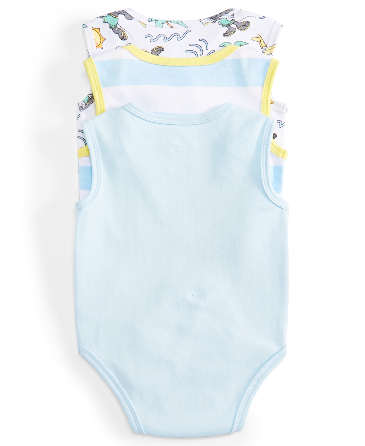 Shop Disney Baby Mickey Mouse Surf Bodysuits, Pack Of 3 In Blue Multi