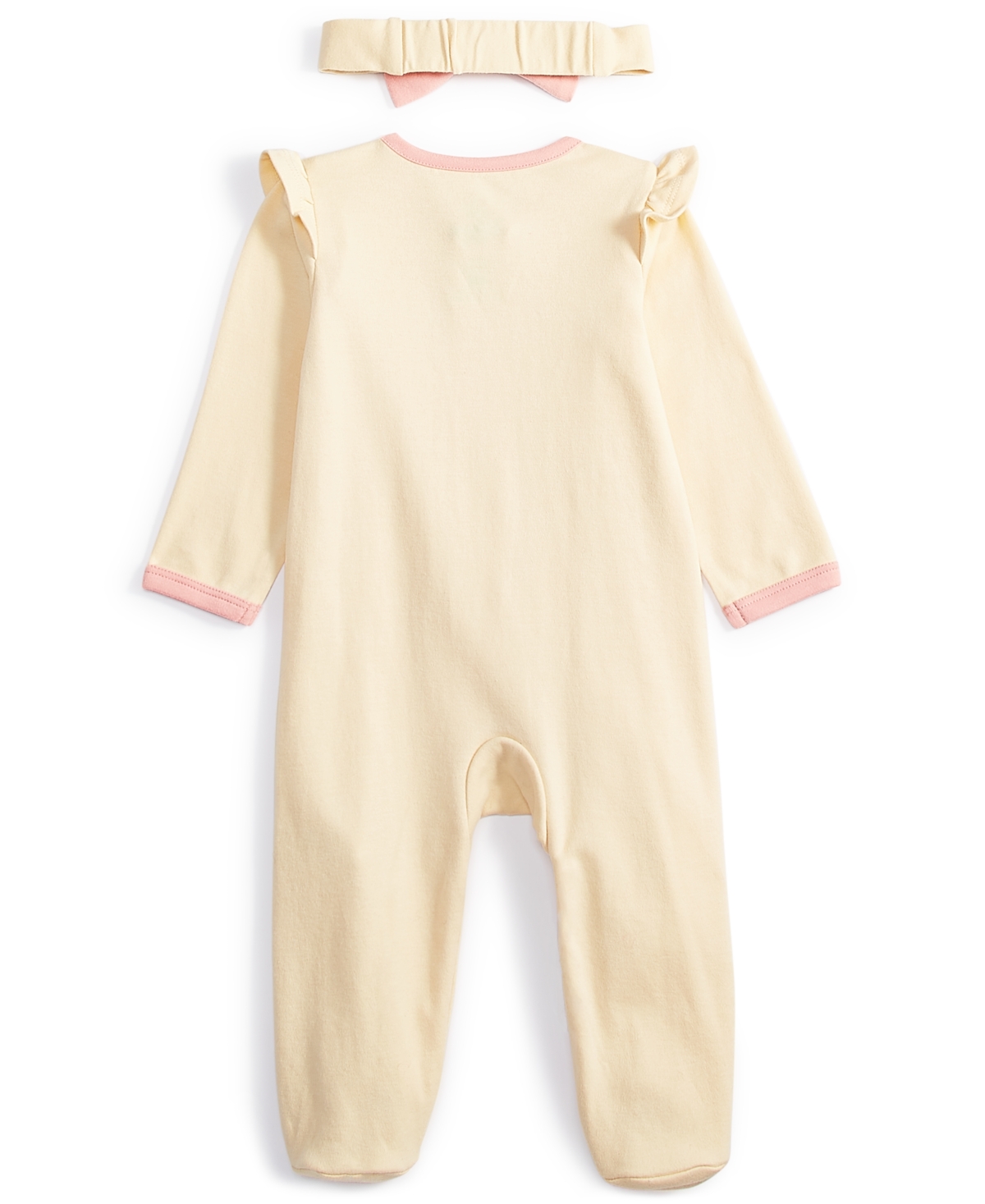 Shop Disney Baby Winnie-the-pooh Footed Coverall & Headband, 2 Piece Set In Light Yellow