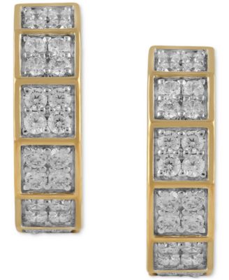 Men's Diamond Square Cluster Geometric Hoop Earrings (1 ct. t.w.), 3/4"