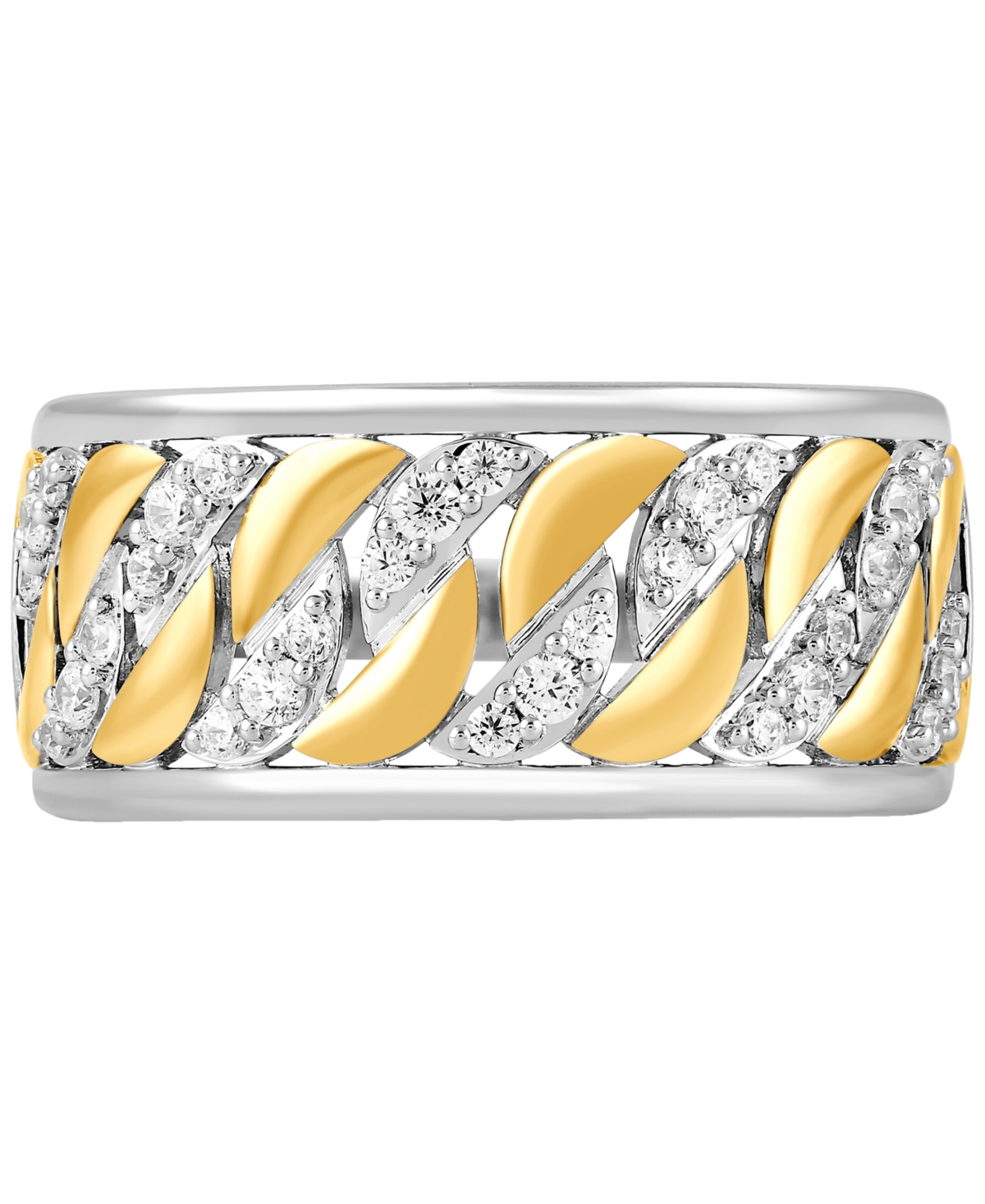 Men's Diamond Chain Link Inspired Ring (1/2 ct. t.w.) in Sterling Silver & 18k Gold-Plate - Gold Over Silver