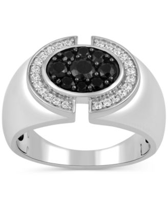 Men's Black Diamond & White Diamond (1 ct. t.w.) Ring in Sterling Silver